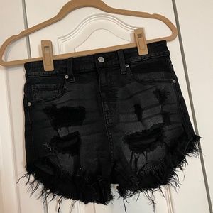 Black High Rise Denim short